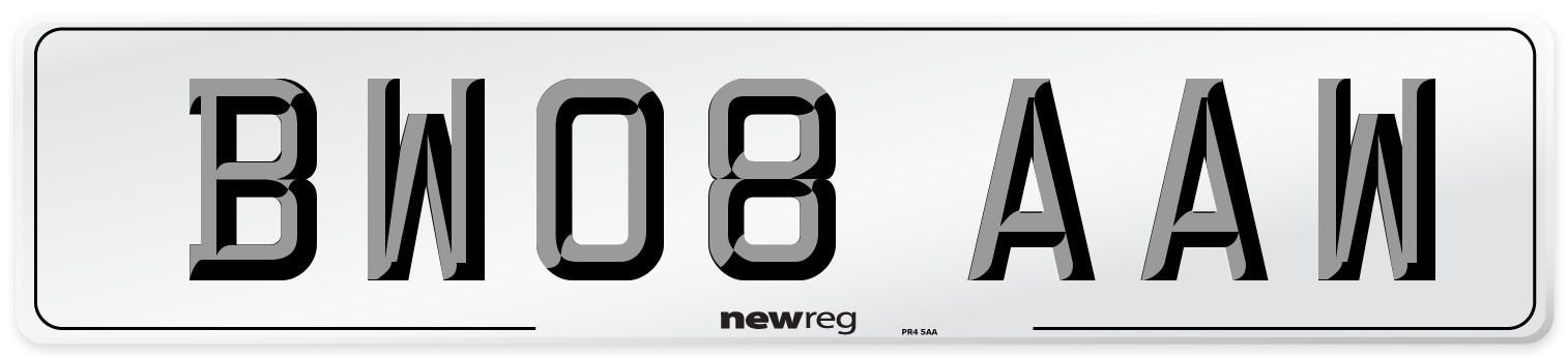 BW08 AAW Number Plate from New Reg
